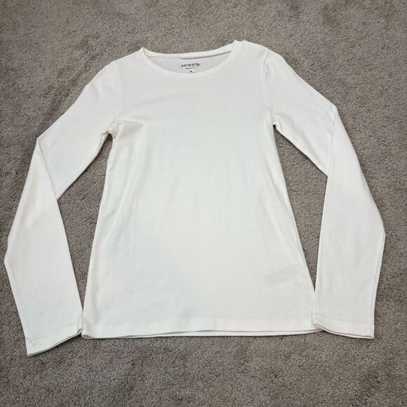 J. Crew Perfect Fit Long Sleeve Crewneck Tee in White Size M - Picture 1 of 11